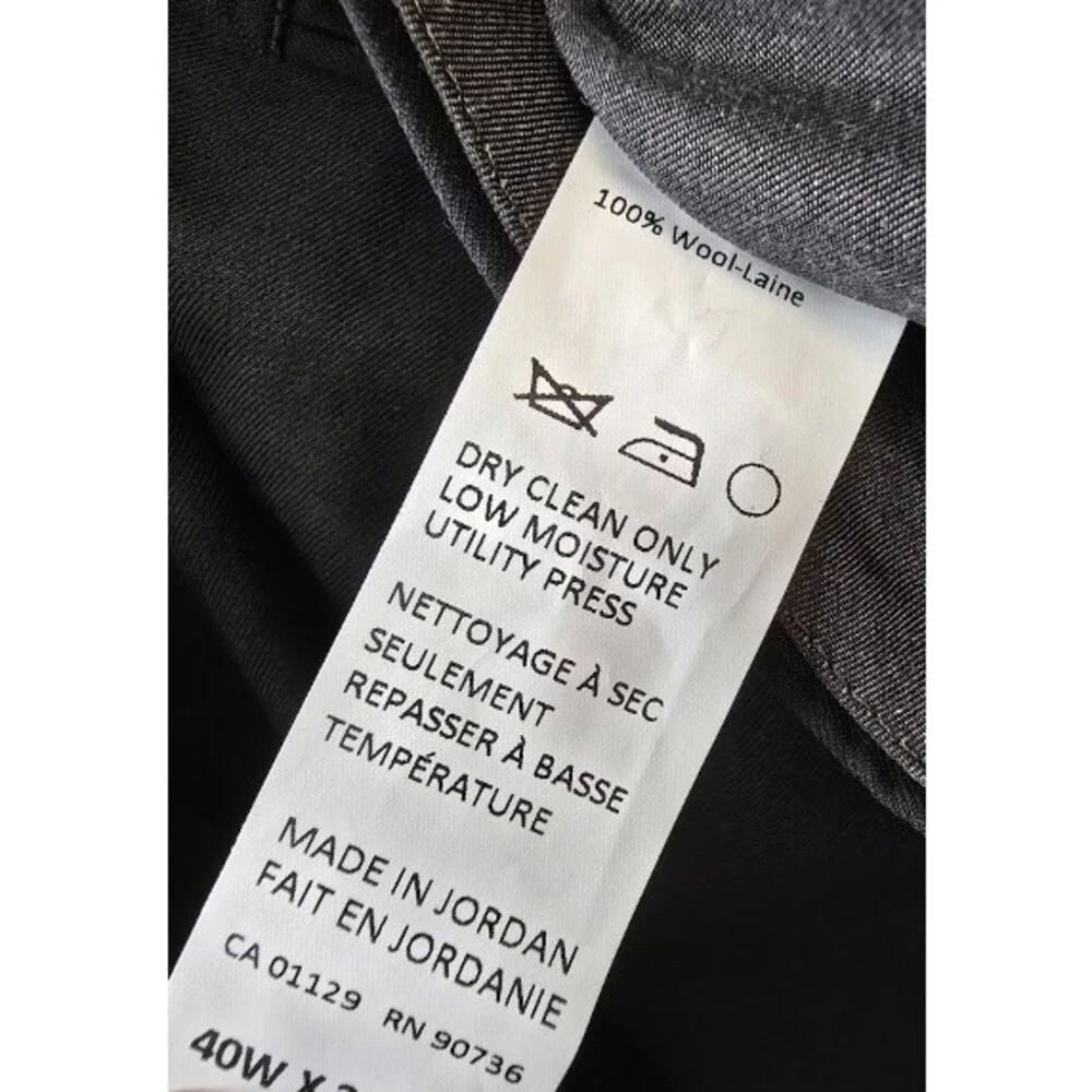 Calvin Klein Slim-Fit Wool-Laine Dress Pants Men's 40W x 32L Black Finished Hem
